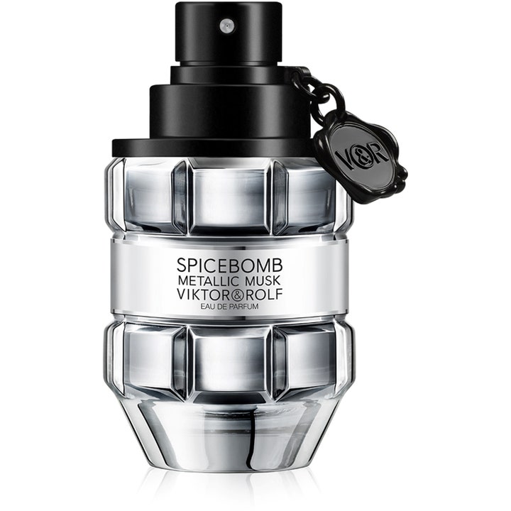 Viktor & Rolf Spicebomb Metallic Musk 50ml edp parfym i granatformad flaska av silverfärgad metall och glas