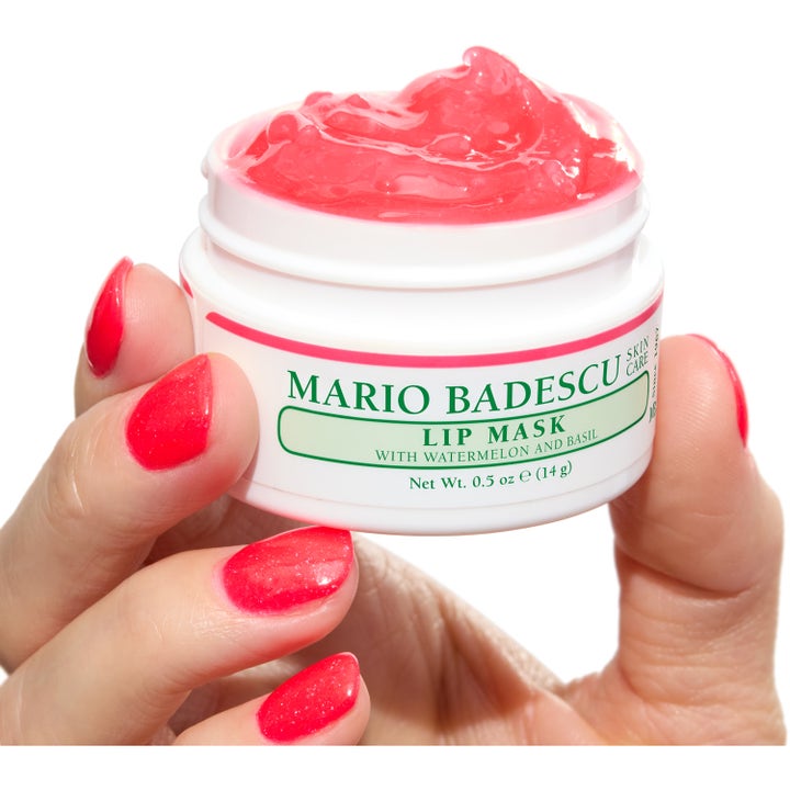 Mario Badescu Lip Mask 14 ml återfuktande läppmask i vit burk med rosa gelkonsistens som ger mjukhet.