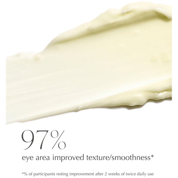 Exuviance Age Reverse Eye Contour 15 g uppstramande ögonkräm visar krämig textur och texten 97% improved texture