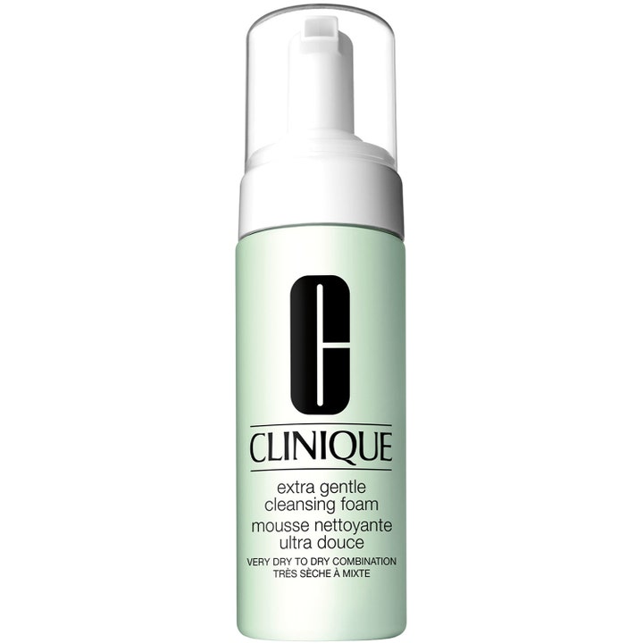 Clinique Extra Gentle Cleansing Foam 125ml allergivänlig rengöringsmousse i ljusgrön flaska med vit pump.