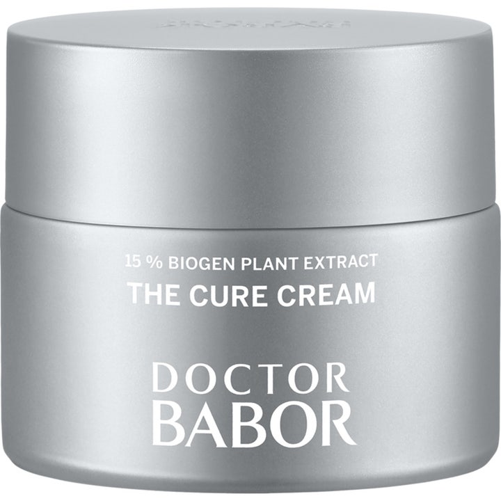 Doctor Babor The Cure Cream 50 ml för anti-aging reparation i en elegant silverfärgad burk med vitt tryck.