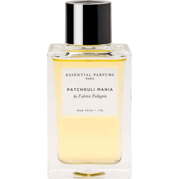 Essential Parfums Patchouli Mania 100 ml eau de parfum i genomskinlig glasflaska med gul vätska och svart kork