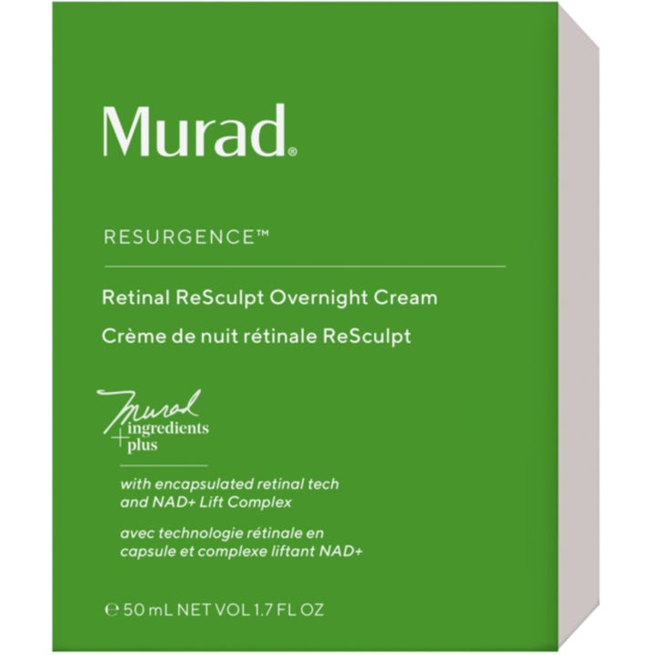 Murad Retinal ReSculpt Overnight Cream 50 ml lyftande nattkräm i en grön ytterförpackning med vit text