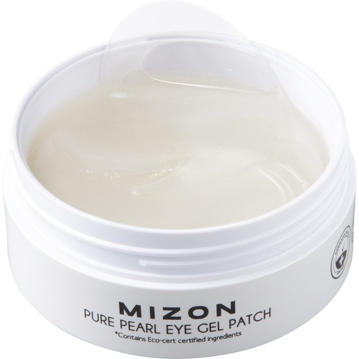 Mizon Premium Pure Pearl Eye Gel Patch 60 st ger lyster i vit burk med genomskinliga patches