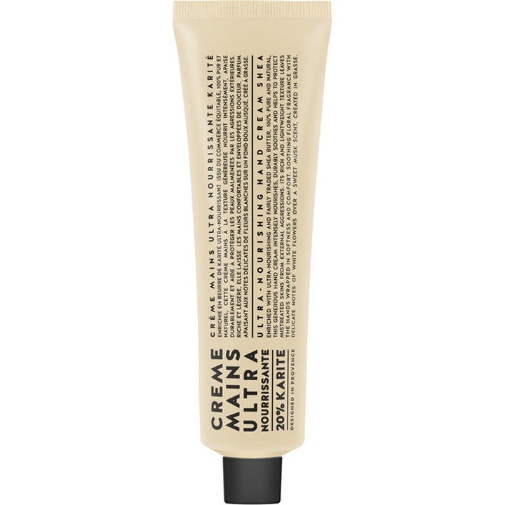 Compagnie de Provence handkräm 20% karité fransk återfuktande handkräm i beige tub med svart lock som ger näring.