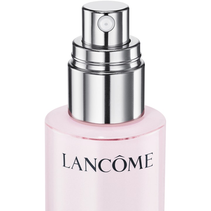 Lancôme Hydra Zen Liquid Moisturizer 50 ml återfuktande ansiktskräm i rosa glasflaska med silvrig pump.