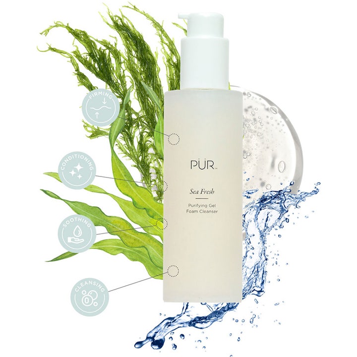 PÜR Sea Fresh Purifying Gel Foam Cleanser 150 ml ansiktsrengöring PÜR med havsvatten, gröna alger och vattenstänk.