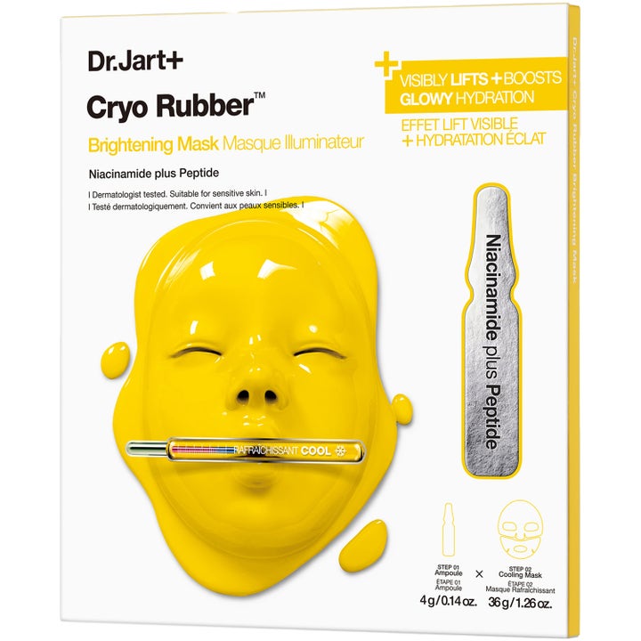 Dr. Jart+ Cryo Rubber Brightening Mask 4g 36g lystergivande ansiktsmask ger glow med niacinamid och gult gummimaskansikte
