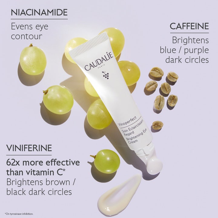 Caudalie Vinoperfect Brightening Eye Cream 15 ml lyxig ögonkräm mot mörka ringar med niacinamid, koffein och druvor