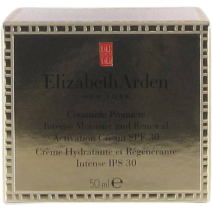 Elizabeth Arden Ceramide Premiere 50 ml återfuktande solkräm för ansiktet i guldfärgad ytterförpackning