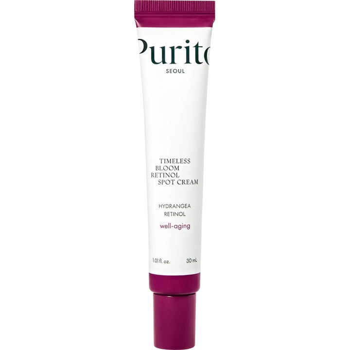 Purito Seoul Timeless Bloom Retinol Spot Cream 30 ml anti-rynk retinol kräm i en vit tub med lila kork