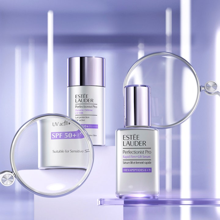 Estée Lauder Perfectionist Pro Rapid Firm + Lift Serum 50 ml för fasthet med hexapeptider 8 9 i lila miljö