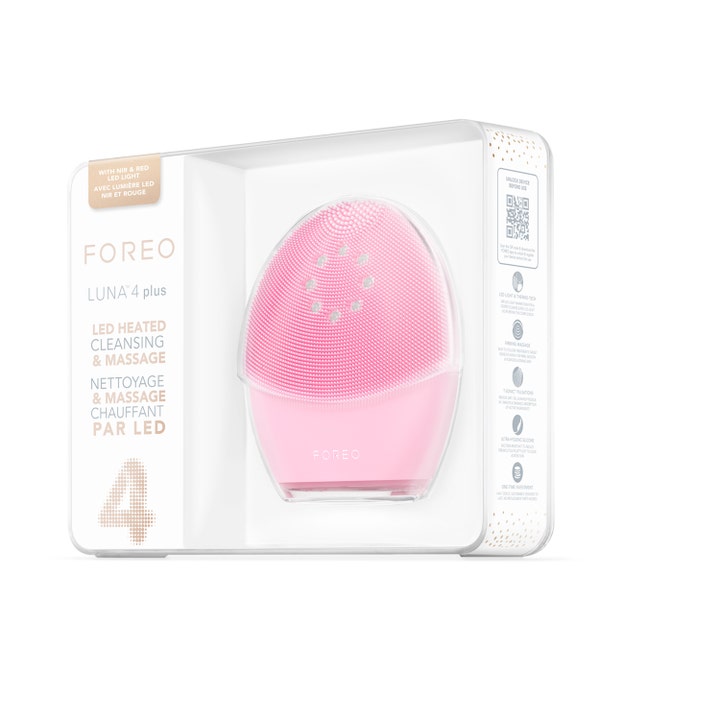 FOREO LUNA 4 plus Normal Skin Pink 1 st elektrisk rengöringsborste för djuprengöring i vit originalförpackning