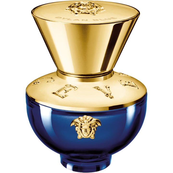 Versace Dylan Blue edp 30 ml blommig signaturdoft i en mörkblå glasflaska med guldlock och medusa-emblem