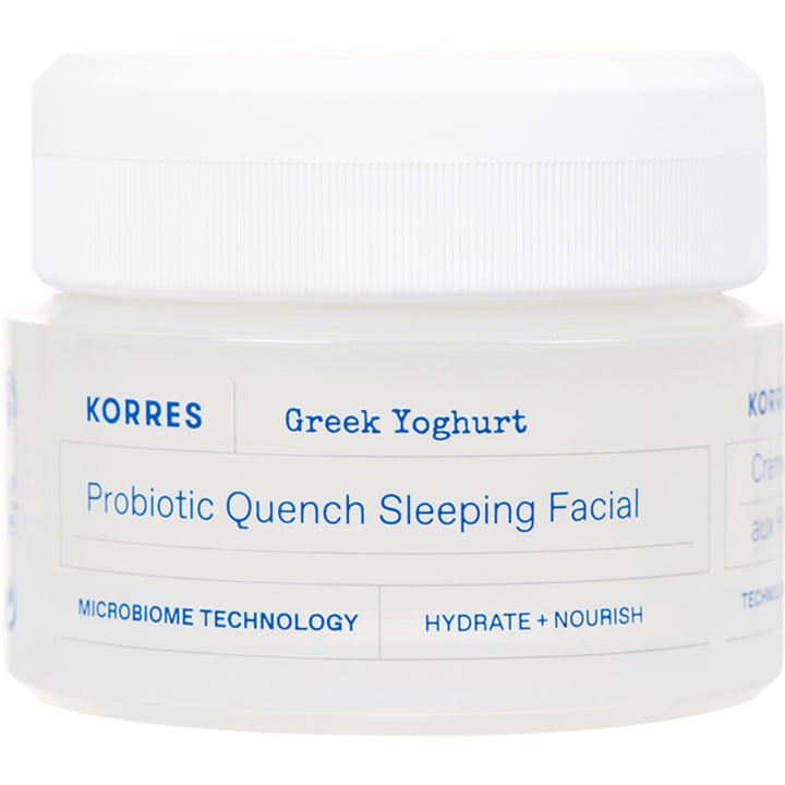 Korres Greek Yoghurt Probiotic Sleeping Facial lugnande återfuktande nattkräm i vit glasburk