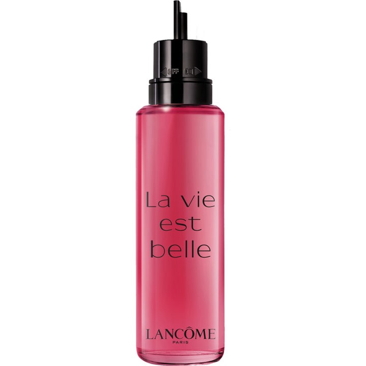 Lancôme La Vie Est Belle L'ELIXIR 100 ml eau de parfum refill i cylindrisk flaska med rosa vätska och svart munstycke