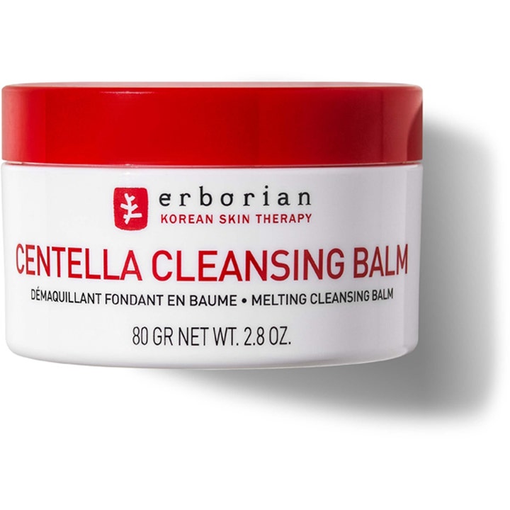 Erborian Centella Cleansing Balm 80 g lugnande centella sminkborttagning balm i vit plastburk med rött lock