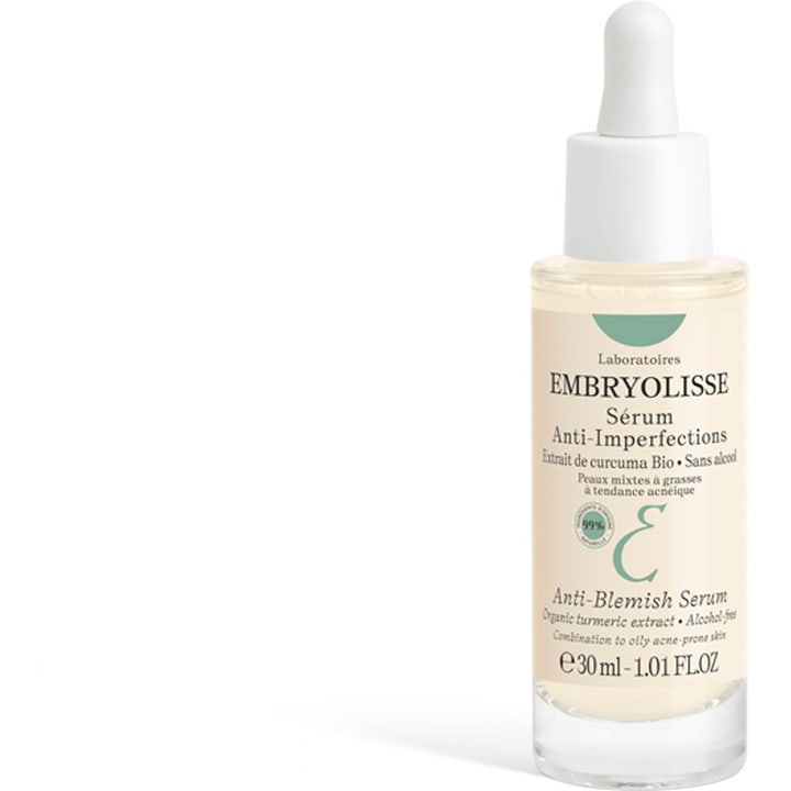Embryolisse Anti-Blemish Serum 30 ml akneserum i glasflaska med vit pipett motverkar orenheter och balanserar huden.