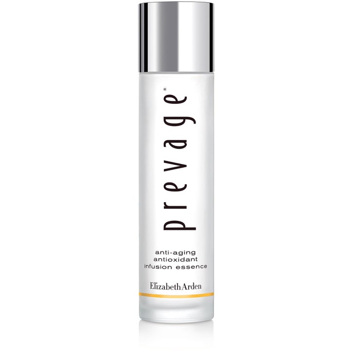 Elizabeth Arden Prevage Anti-aging Antioxidant Infusion Essence antioxidanter essence hudvård i vit flaska med silverlock.