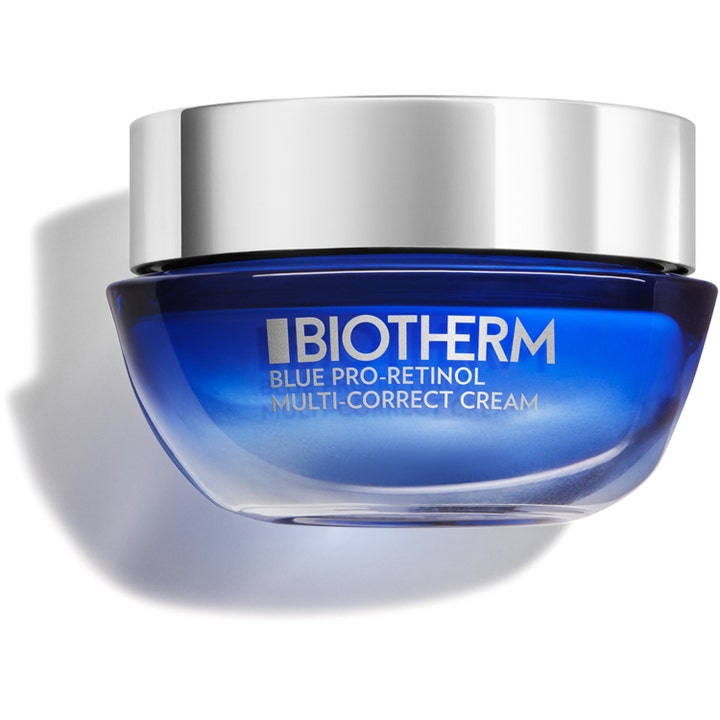Biotherm Blue Pro-Retinol Multi-Correct Cream 50ml hudföryngring i en elegant blå glasburk med silverlock