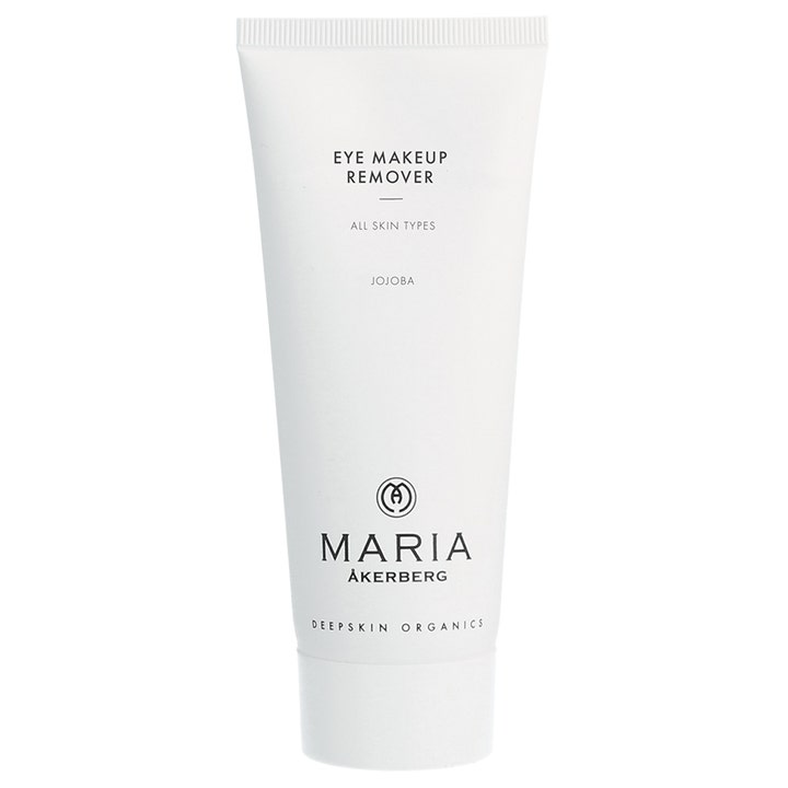 Maria Åkerberg Eye Makeup Remover 125 ml skonsam ögonrengöring med jojoba i en vit stilren plasttub
