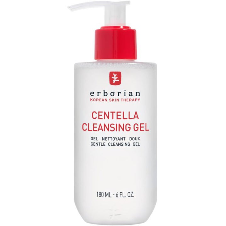 Erborian Centella Cleansing Gel 180 ml lugnande ansiktsrengöring i frostad plastflaska med röd pump
