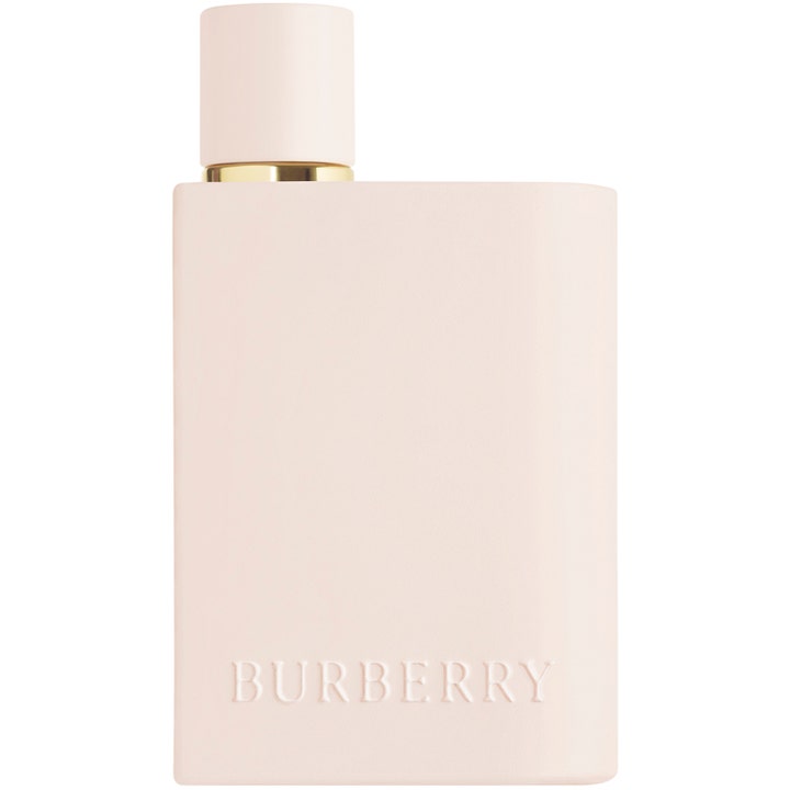 Burberry Her Intense 100 ml blommig parfym i en elegant ljusrosa flaska med gulddetalj och matchande rosa kork