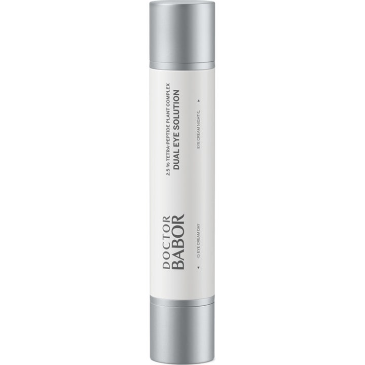 Doctor Babor Dual Eye Solution 30 ml peptid ögonkräm för känslig hud i en vit dubbelsidig hylsa med silverlock