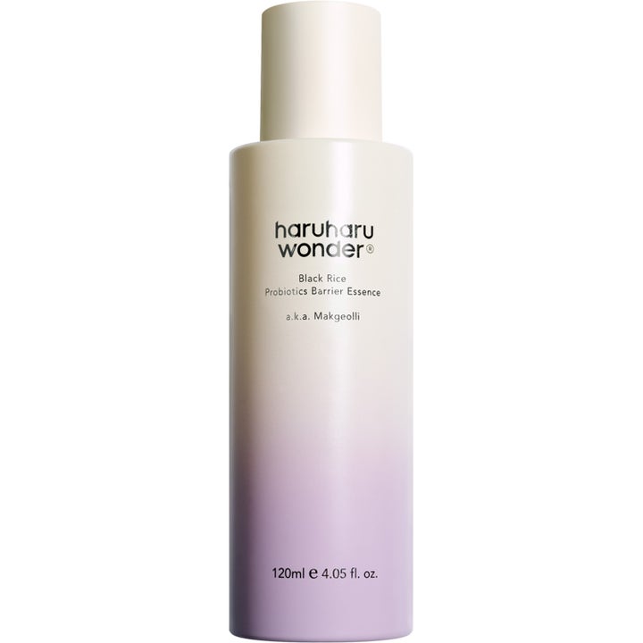 Haruharu Wonder Black Rice Probiotics Barrier Essence 120 ml stärkande ansiktsessens i lila och krämvit flaska