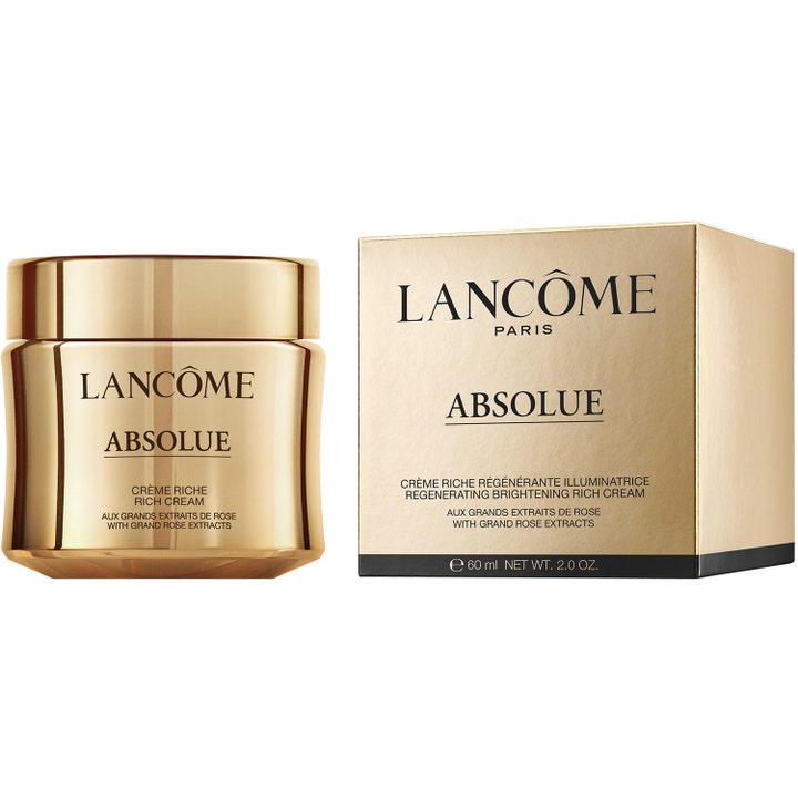 Lancôme Absolue Precious Cells Rich Cream 60 ml lystergivande ansiktskräm i guldglänsande burk och matchande ask.