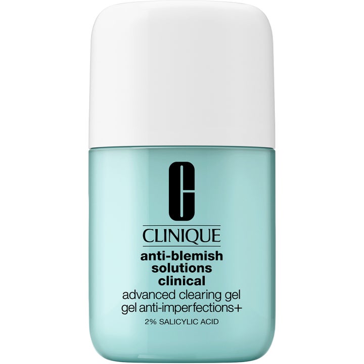 Clinique Anti-Blemish Solutions Clinical Advanced Clearing Gel 30ml mot orenheter i en ljusblå flaska med vitt lock