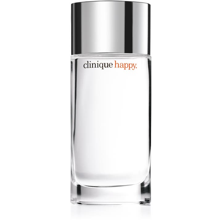 Clinique Happy Eau de Parfum 50 ml parfym för dam i en stilren genomskinlig glasflaska med silverfärgat lock