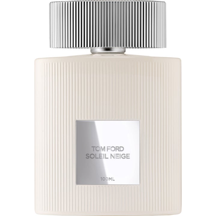 Tom Ford Soleil Neige Eau de Parfum 100 ml unisex parfym i vit räfflad flaska med silveretikett och lock