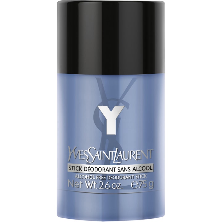 Yves Saint Laurent Y 75g deostick är en alkoholfri deodorant parfym i blågrå hylsa med svart lock och silverlogotyp
