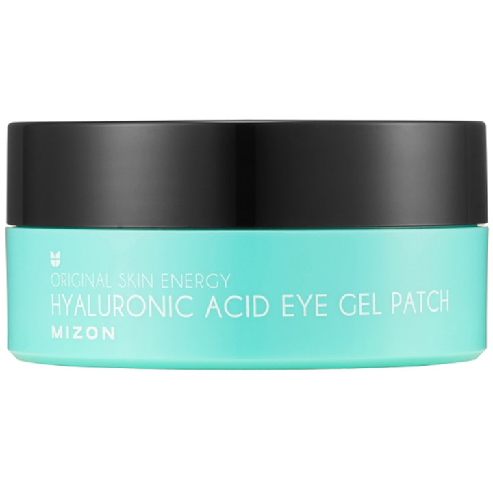 Mizon Hyaluronic Acid Eye Gel Patch 60 st återfuktande ögonmask Mizon i turkos burk för anti-aging ögonbehandling.