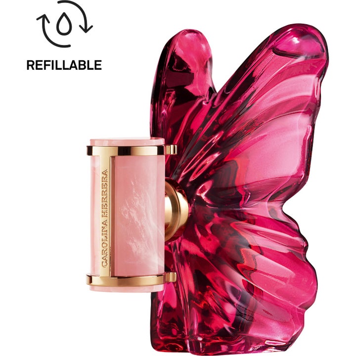 Carolina Herrera La Bomba Eau de Parfum 50ml parfym i rosa glasflaska formad som en fjärilsvinge
