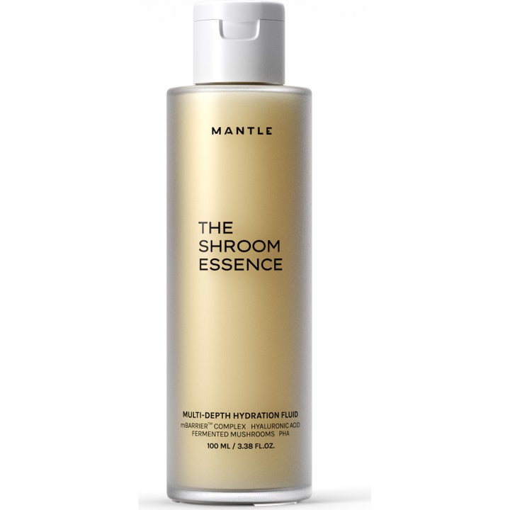Mantle The Shroom Essence 100 ml fuktgivande hyaluronsyra essence med fermenterade svampar i frostad flaska