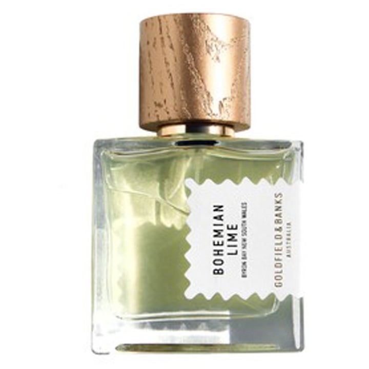 Goldfield & Banks Bohemian Lime Eau de Parfum 50 ml citrusparfym unisex i glasflaska med ljusgrön vätska och trälock
