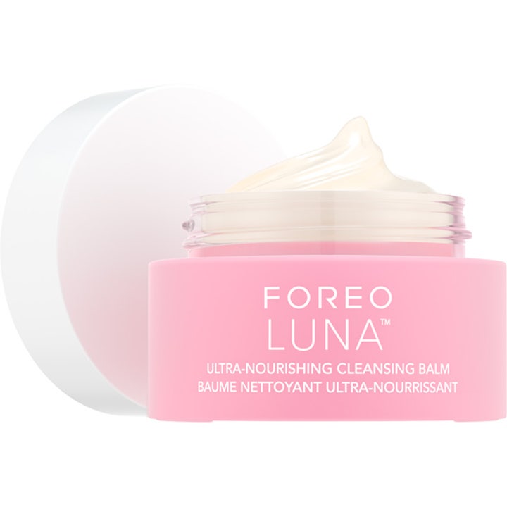 FOREO LUNA Ultra Nourishing Cleansing Balm 75 ml fuktgivande rengöringsbalm i rosa burk med krämig textur.