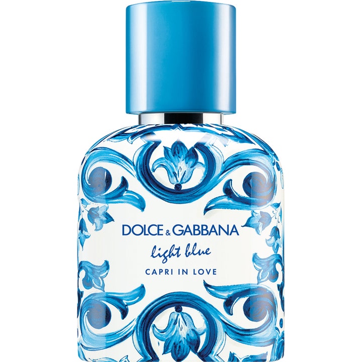 Dolce & Gabbana Light Blue Capri in Love 50 ml sommarparfym herr i mönstrad vit flaska med blått lock