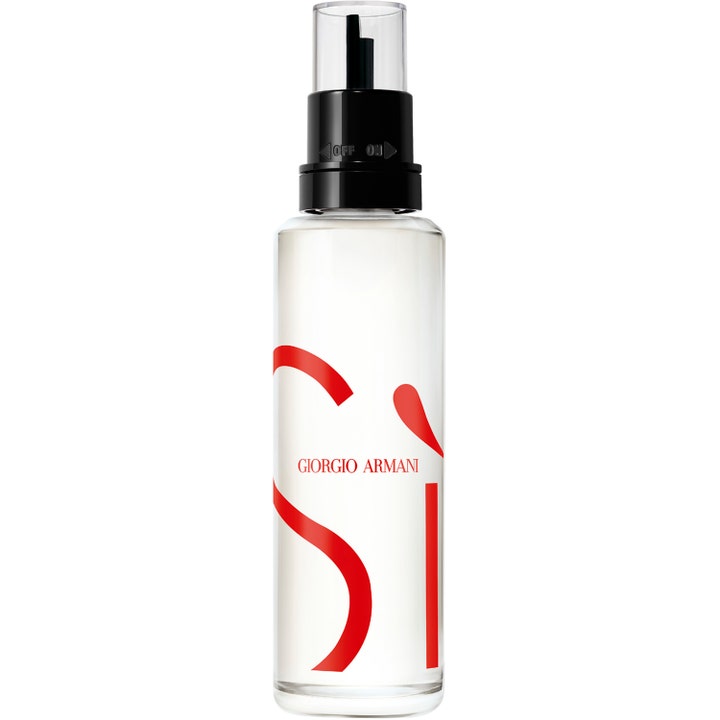 Giorgio Armani Si Passione 100ml refill parfym för henne i genomskinlig flaska med röd text och svart munstycke