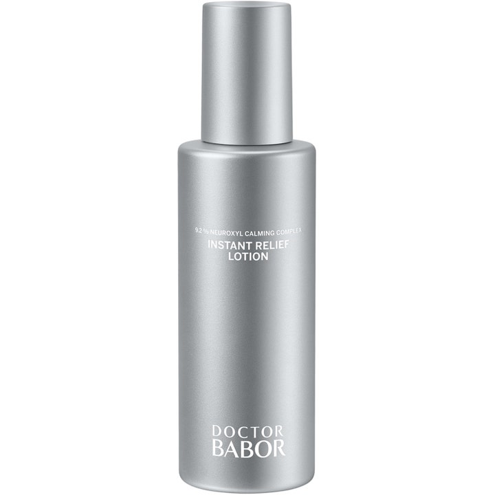 Doctor Babor Instant Relief Lotion 50 ml rogivande anti-stress hudvård i en stilren silverfärgad flaska.