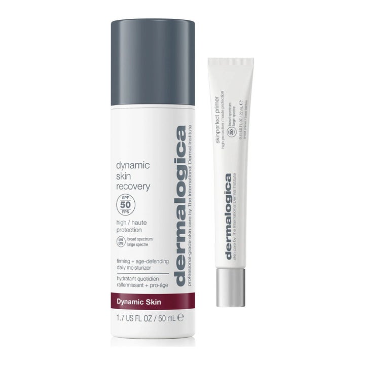 Dermalogica AGE smart Dynamic Skin Recovery 50ml och Skinperfect Primer 22ml ger lyster i vit flaska och tub med silverkork