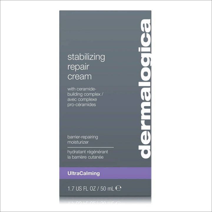 Dermalogica Stabilizing Repair Cream 50 ml lugnande ansiktskräm i grå ytterförpackning med lila UltraCalming detalj