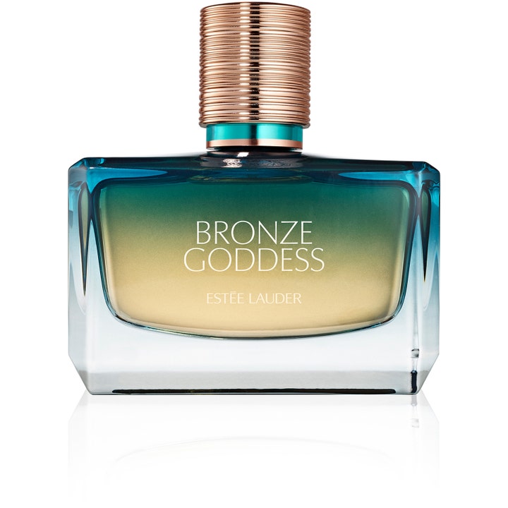 Estée Lauder Bronze Goddess Nuit 50 ml parfym som ger en lyxig känsla i blåtonad glasflaska med roséguldfärgat lock