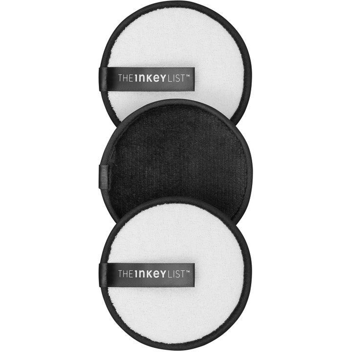 The Inkey List Reusable Cotton Pads 3-pack miljövänlig ansiktsrengöring återanvändbar i mjuk vit och svart textil