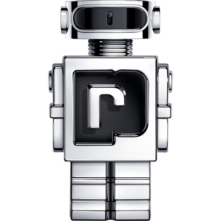 Rabanne Phantom Eau de Toilette 50 ml phantom parfym i en silvrig robotformad flaska av glänsande metall