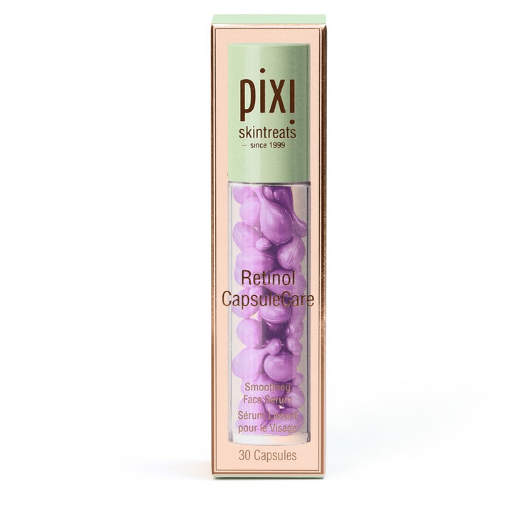 Pixi Retinol CapsuleCare 30 st anti-aging retinol hudvård mot fina linjer med lila kapslar i en ljusgrön ask.