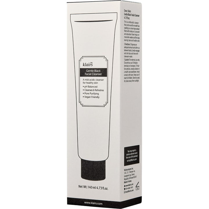 Klairs Gentle Black Facial Cleanser 140 ml ansiktsrengöring för frisk hud i vit box med en tubillustration