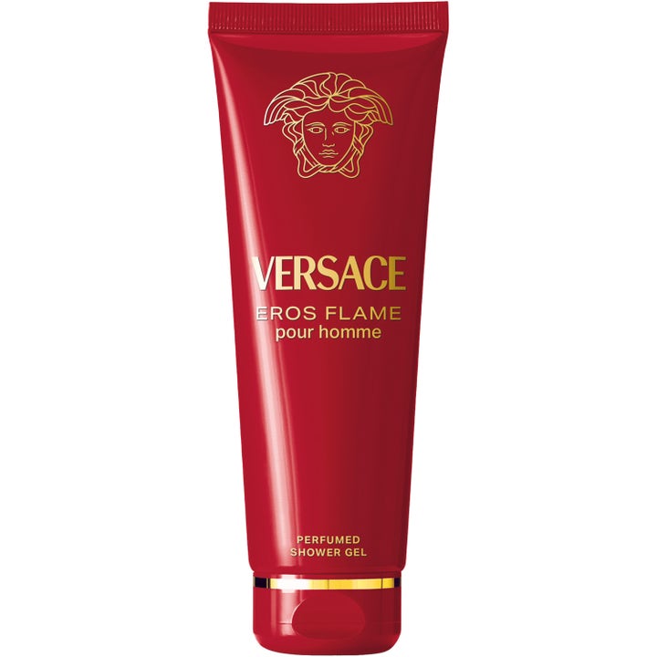 Versace Eros Flame Perfumed Shower Gel 250 ml parfymduschtvål i röd tub med lyxiga gulddetaljer